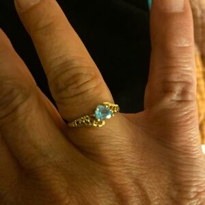 10K  Gold and Blue Topaz Ring-6.5-7 Size